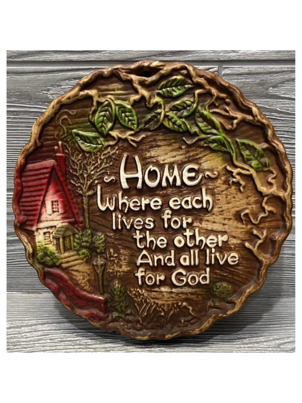 Vintage Retro Christian Home Plaque 3 D Plastic Foam Midcentury Rustic Religious